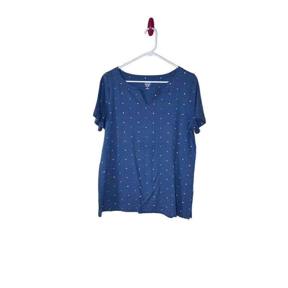 Kim Rogers Women's Polka Dot V-Neck Tee Size M Short Sleeve Casual Top